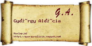 György Alícia névjegykártya
